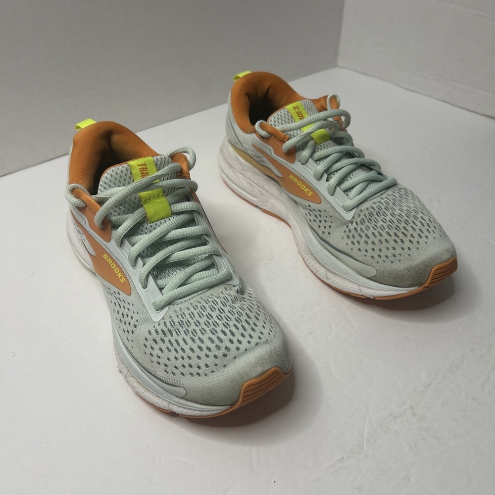 Brooks‎ Trace 3 Neutral Running Womens 6.5 Shoes Sunset Green Orange 1204011B464